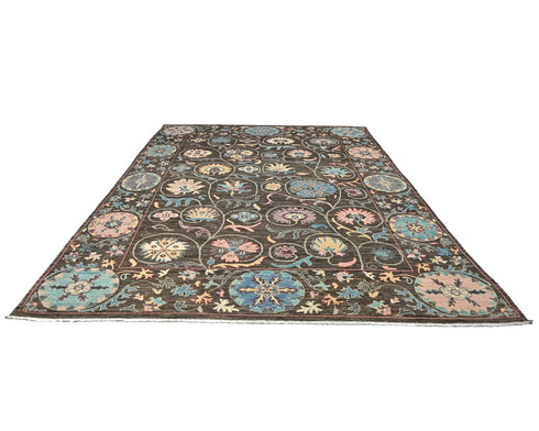 9x12 Zeigler Brown Afghan Hand Knotted Wool Area Rug